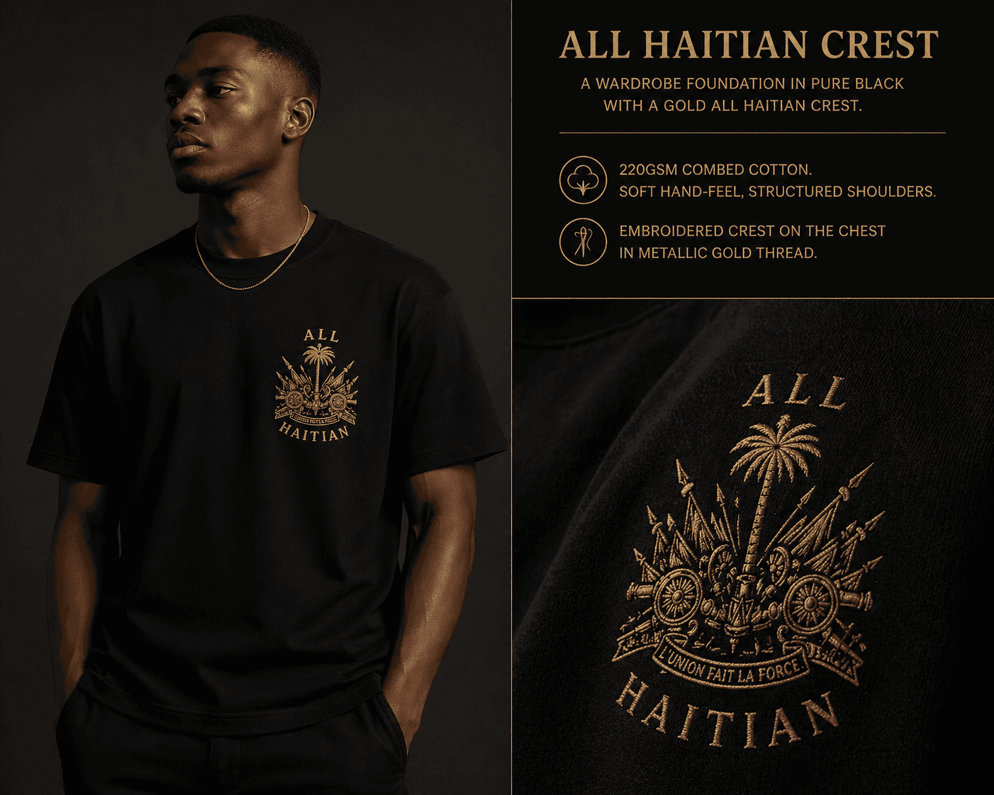 All Haitian Crest Tee in Black