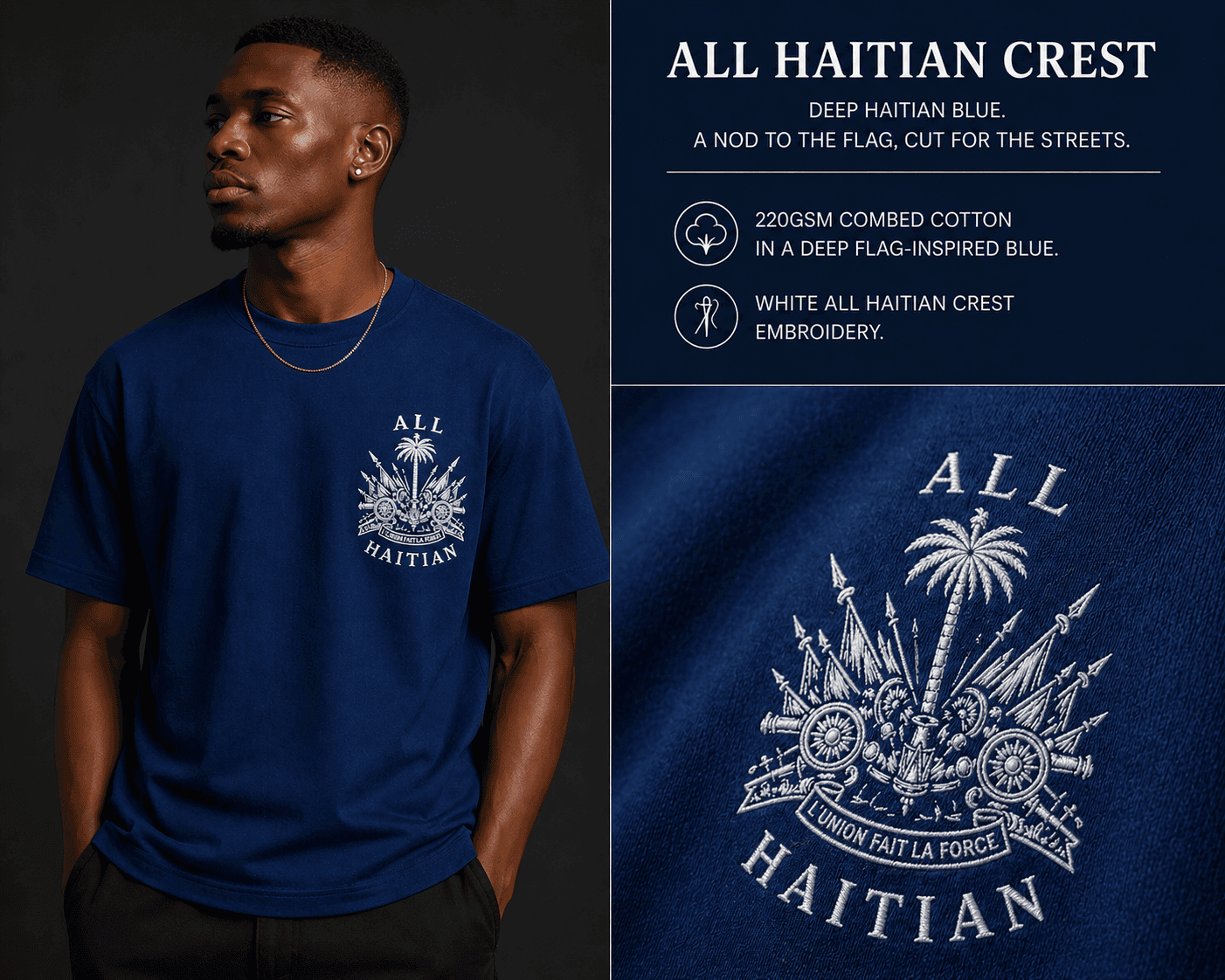 All Haitian Crest Tee in Blue