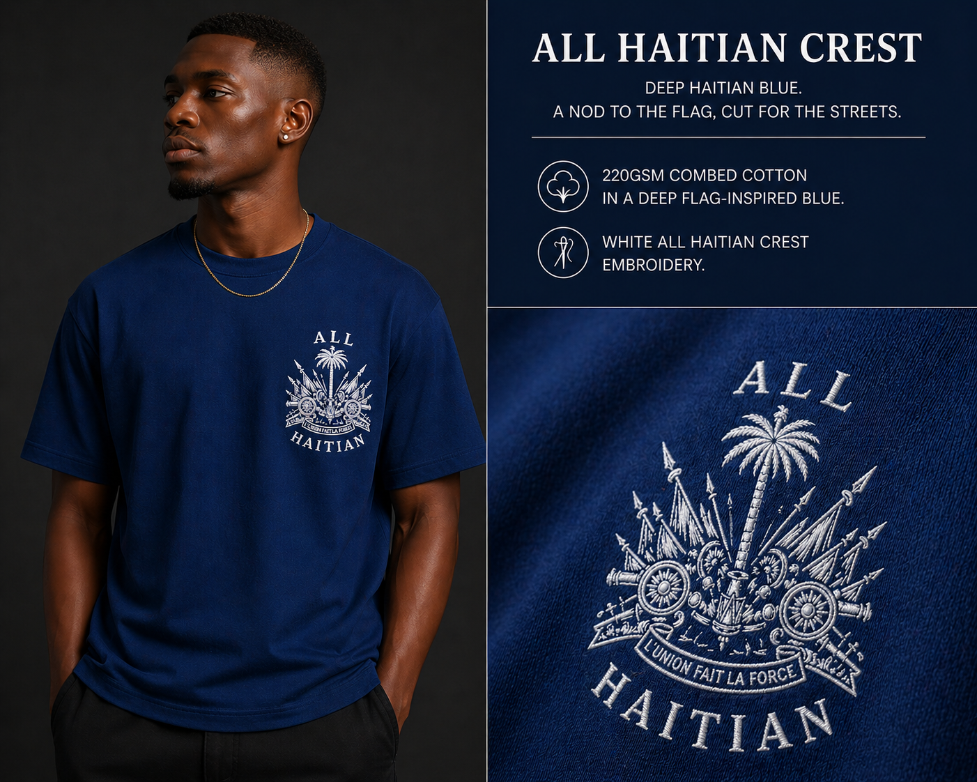 All Haitian Crest Tee in Blue