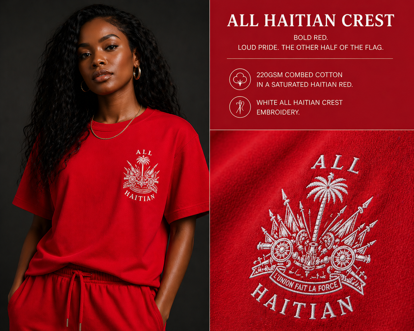 All Haitian Crest Tee in Red